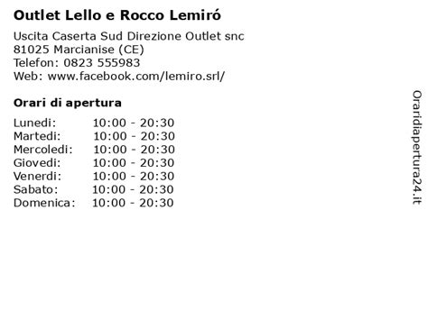 Orari Lello e Rocco Abbigliamento .